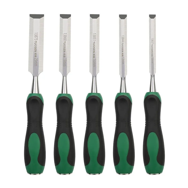 Woodworking Chisel Set with Strike Cap – Bevel Edge Firmer Chisels, Anti-Strike Flat Wood Carving Chisel & Paring Tool for Carpenters, Woodturners & DIY